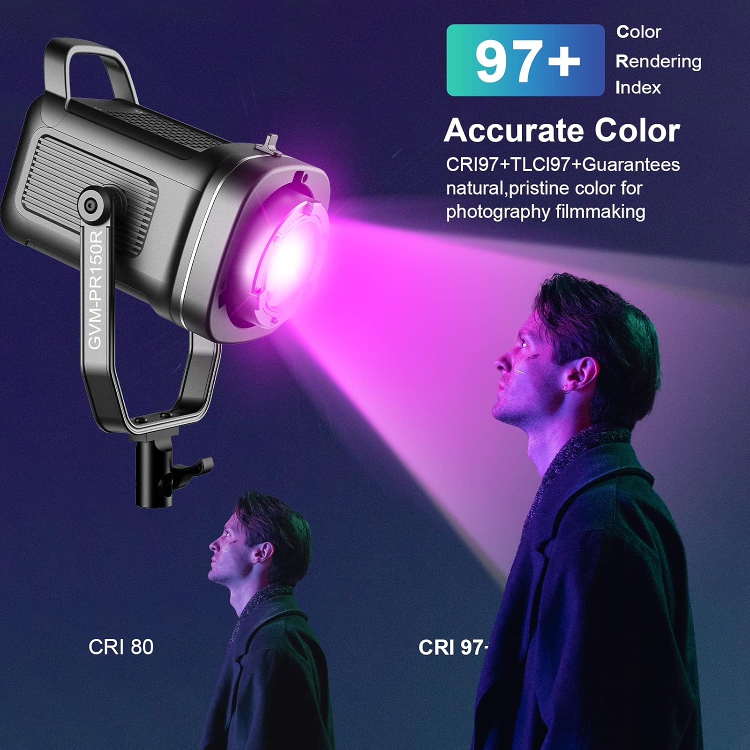 GVM 150W LED Video Light 2700K~7500K RGB Video Light Photography Studio Light Kit with Lantern Softbox & Stand, CRI97+TLCI97 with 8 Lighting Effects+Custom Effects for Outdoor Shoot YouTube Videos