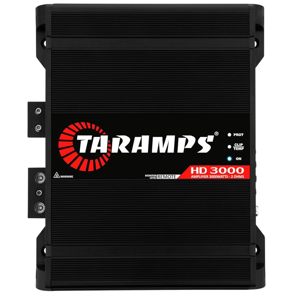 Taramps HD 3000 2 Ohms Black 1 Channel 3000 Watts RMS MAX Full Range Car Audio Monoblock LED Monitor Indicator Class D Amplifier Crossover, HD 3k