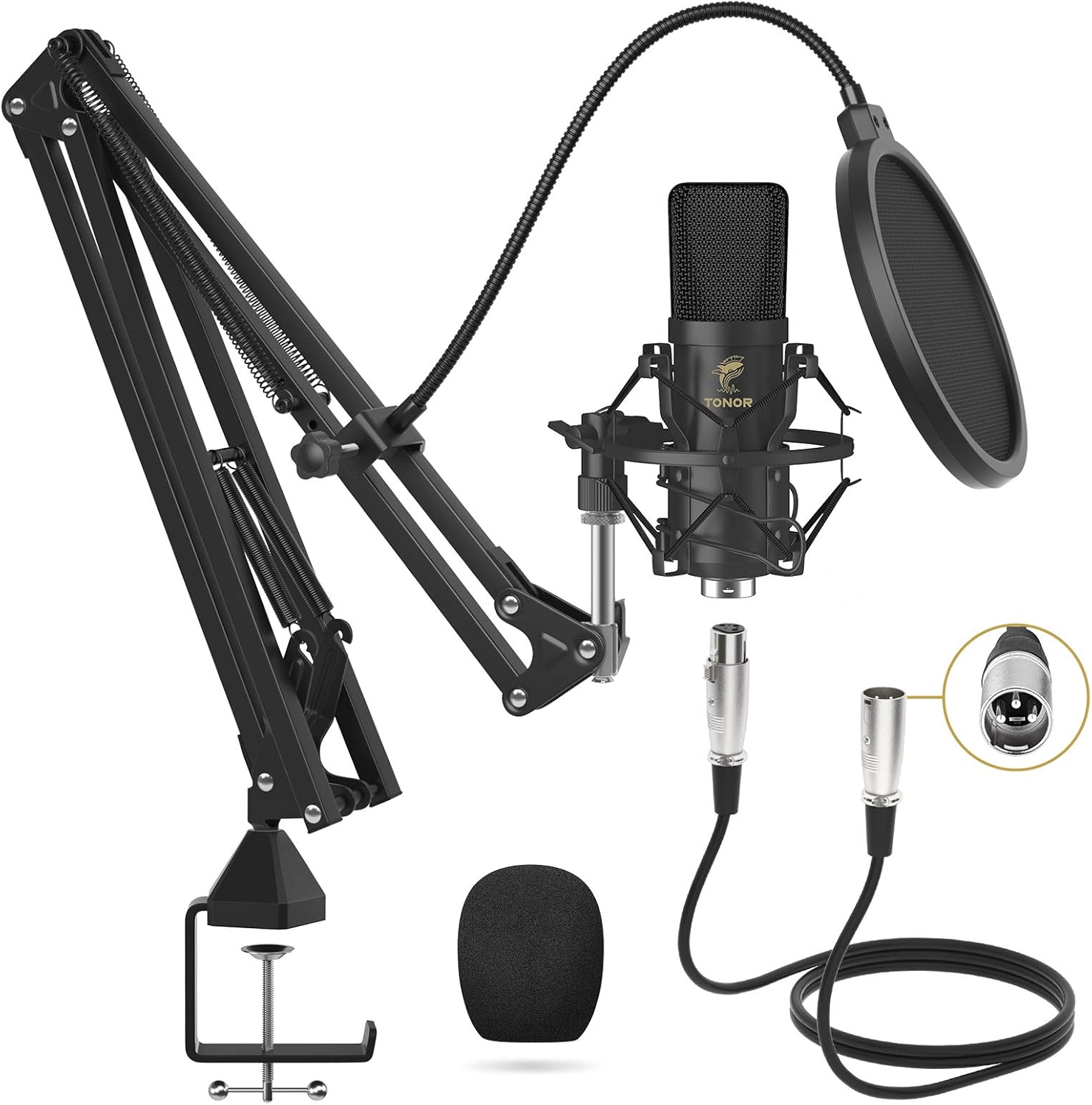 TONOR XLR Condenser Microphone TC20 and Microphone Isolation Shield