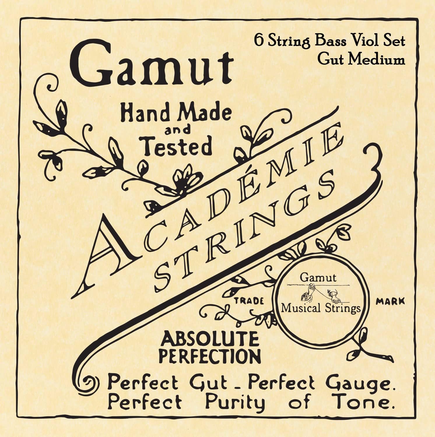 Set Academie Six String Bass Viol Strings Medium Gauge