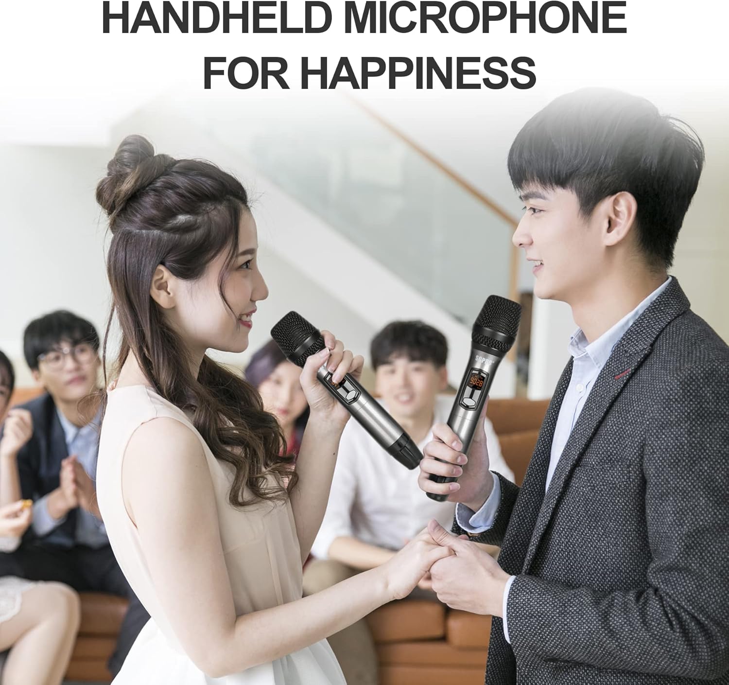 Multiple-Purpose Wireless Microphone Set Compact Receiver Mute Function Battery Indicator for Singing, DJ, Speech, Classroom, Church, Home Karaoke and More (SG-14 | Dual Handheld Set)