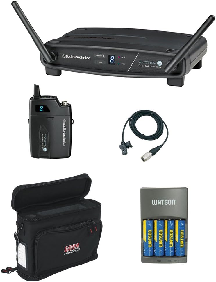 Audio-Technica ATW-1101/L System 10 Digital Wireless Lavalier Microphone Set with GM-1W Mobile Pack & 4-Hour Rapid Charger Kit