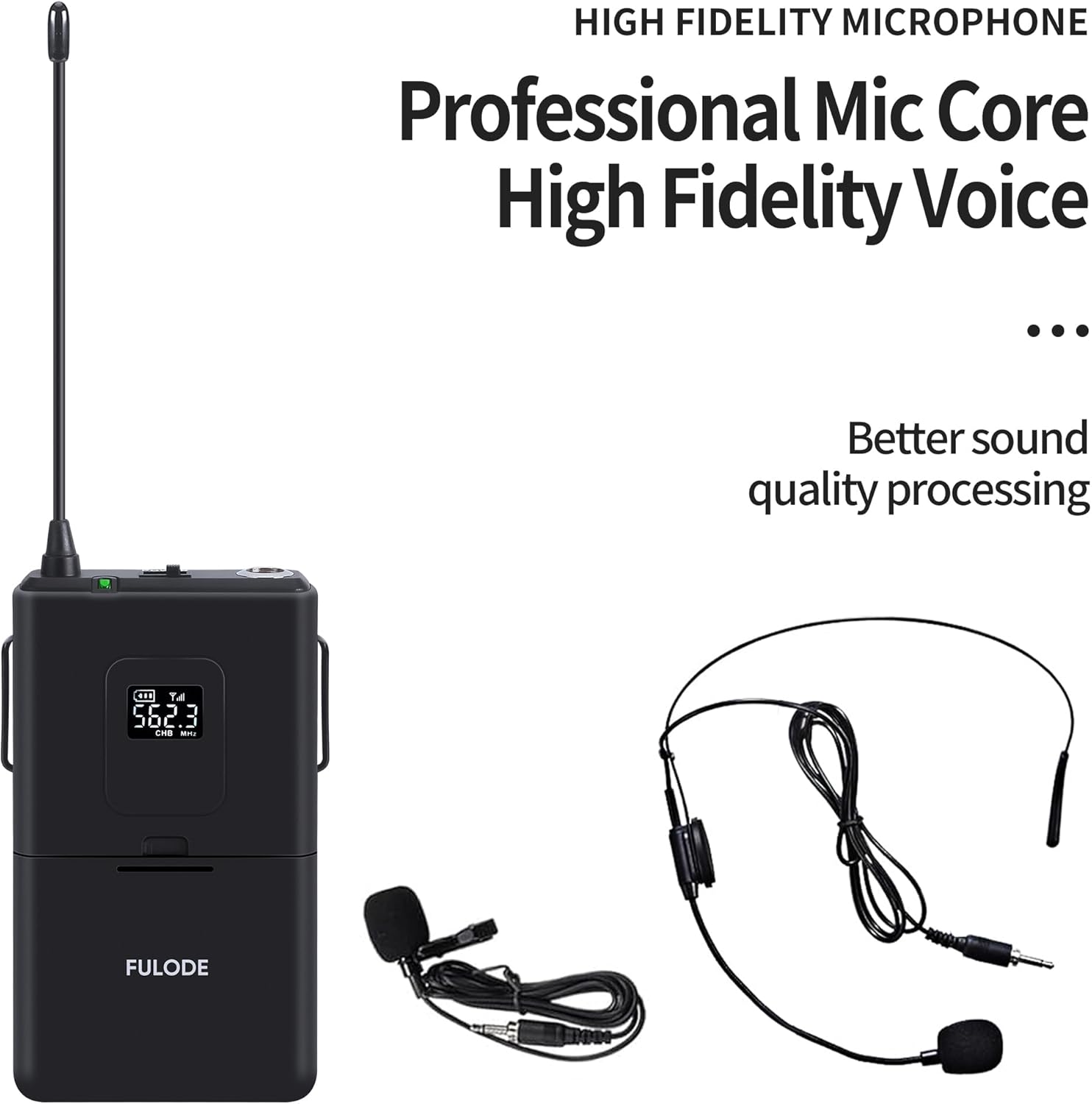 UR-408 4 Channel Professional Wireless Microphone System with 4 Lavalier 4 Headset Mics, Ideal for Home Party Singing Karaoke Meeting Church Event TV Speaker