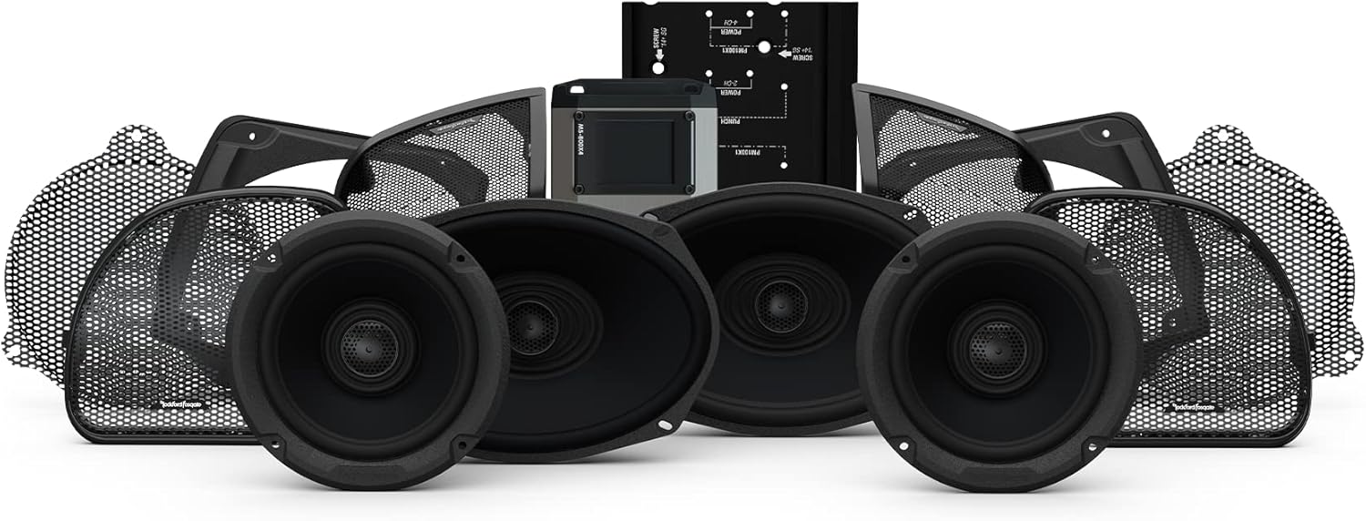 Rockford Fosgate HD14-STG3 Fairing Speakers, Saddlebag Speakers and 800-Watt Amplifier Kit for Select 2014-2023 Harley Davidson Road Glide & Street Glide Motorcycles