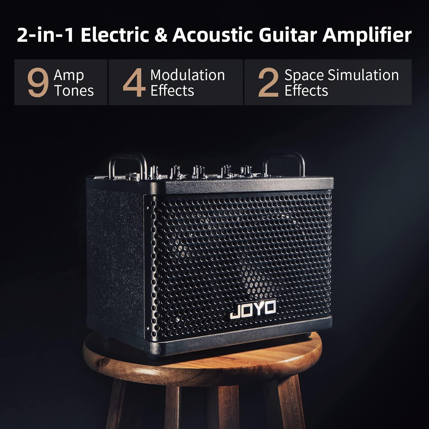 JOYO 15W Portable Guitar Amp Combo | 9 Preamp Models + Looper, Drum Machine, Modulation, Delay & Reverb | Rechargeable Battery | Digital Modeling | for Practice, Solo & Small Gigs (DC-15S)