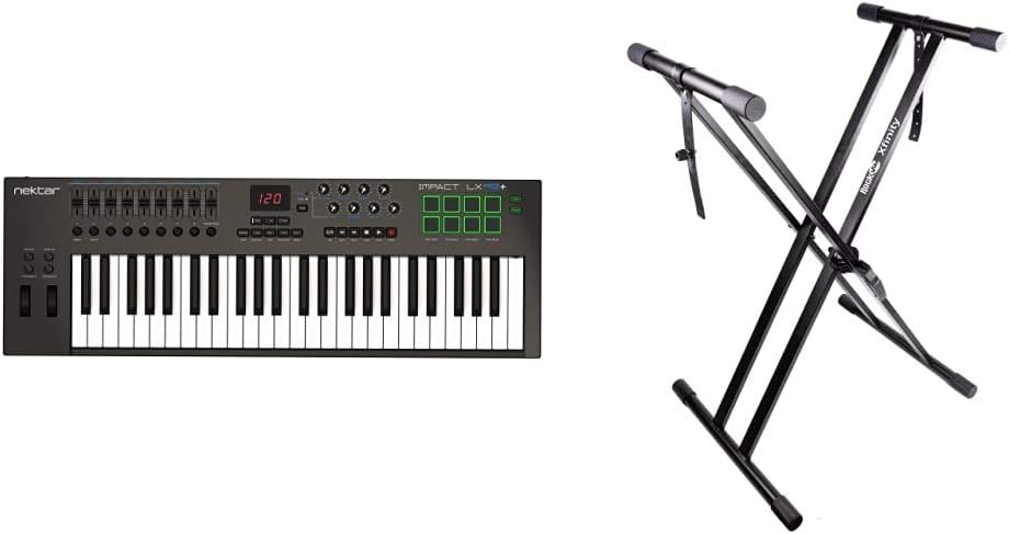 Nektar Impact LX49+ USB MIDI Controller Keyboard with Integration + Heavy-Duty Adjustable Keyboard Stand