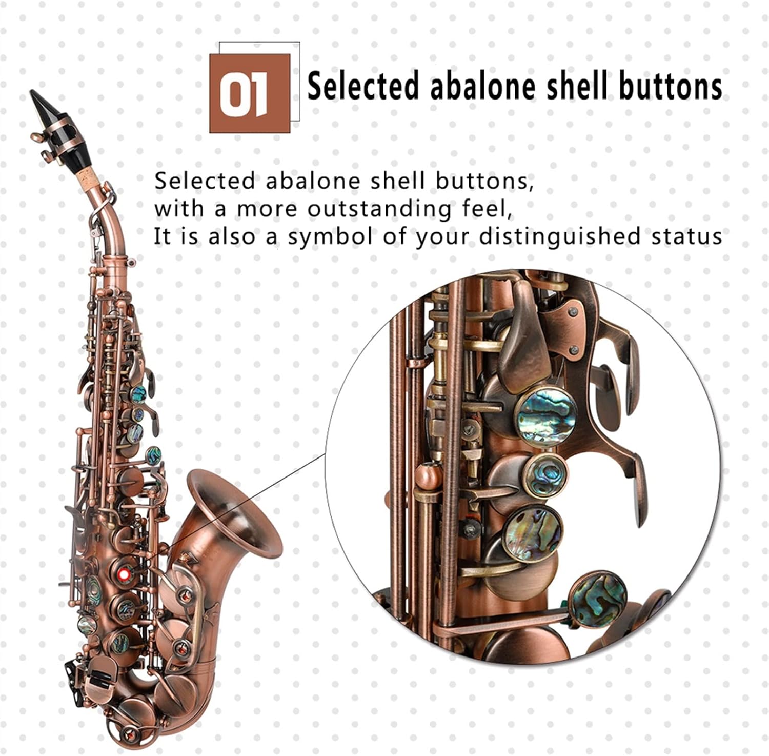 KESHUO Bb Tone Saxophone Brass Retro Red Sax B Flat Saxfone Woodwind Musical Instrument with Case Mouthpiece Accessories Brass Sax Beginners Kit