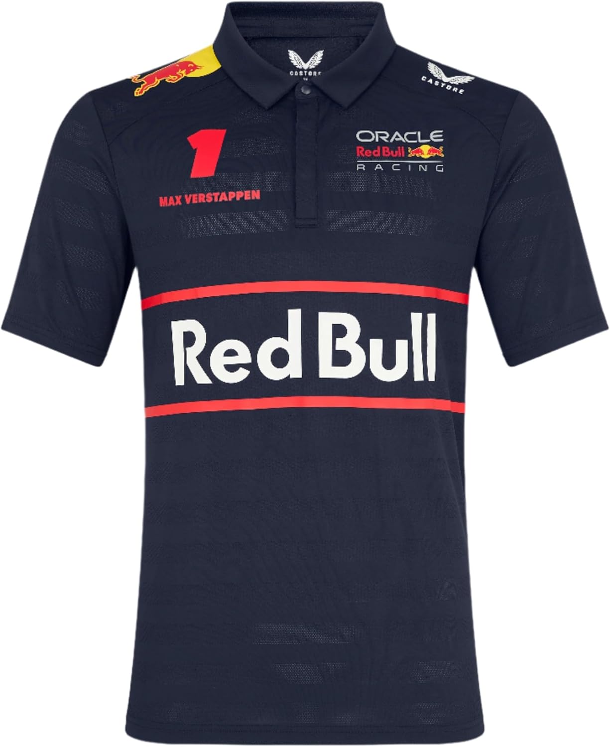 Castore Oracle Men’s Red Bull Racing F1 Team Driver Polo Shirt | Official Red Bull F1 Racing Shirt with Team & Sponsor Logos