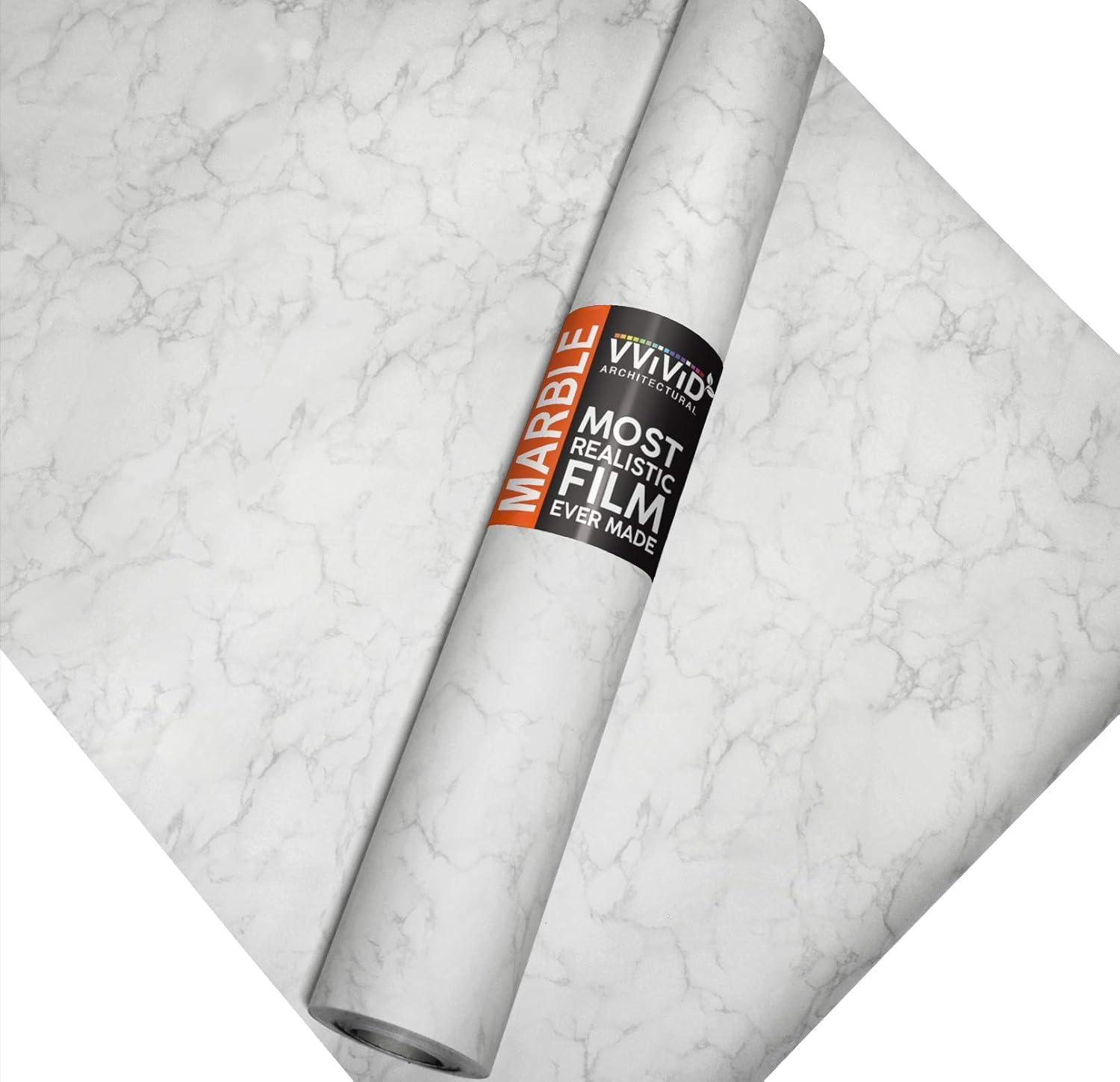 VViViD Matte Carrara White Marble Natural Texture Architectural Vinyl Sheet Film Roll (48