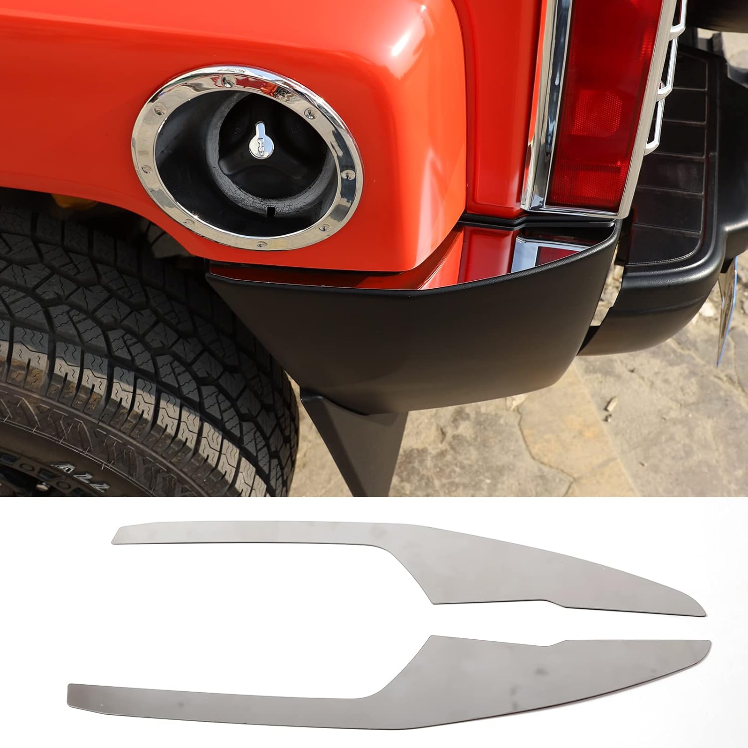 Rear Bumper Protector Guard, Silver L-shaped Guard Plate, Trunk Bumper Guards, Rear Bumper Corner Bezel Cover for Hummer H3 2005-2009, Aluminum Alloy