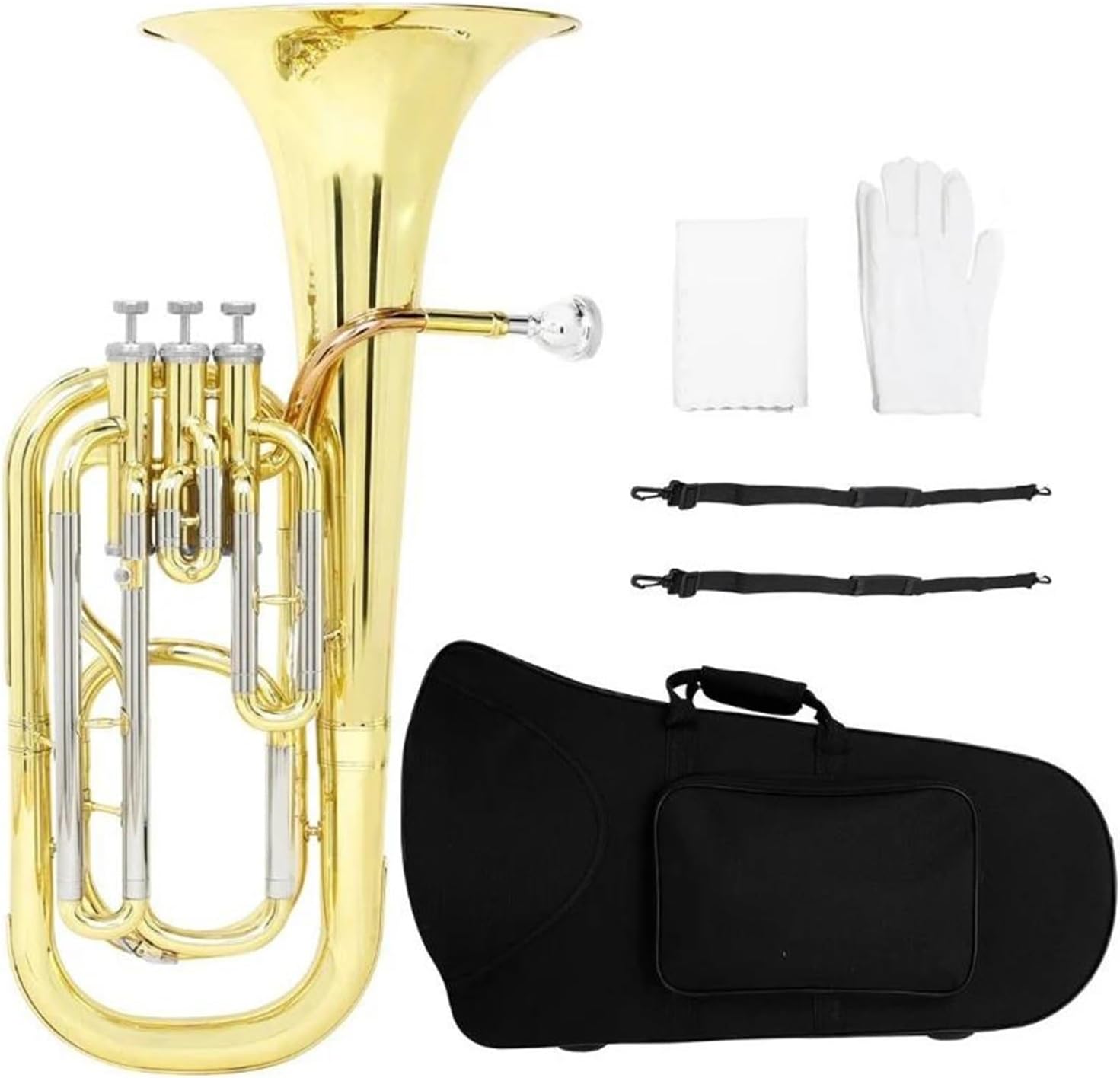 Brass Euphonium B Flat Professional Performance Beginner Adult Practice Euphonium All-brass Instrument