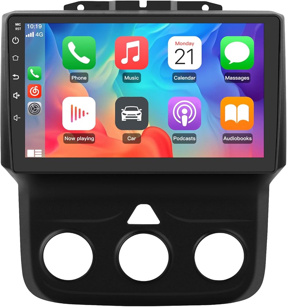 AWESAFE Android Car Stereo for Dodge RAM 1500 2500 3500 2013 2014 2015 2016 2017 2018, Ram 1500 Radio Replacement with Wireless CarPlay Android Auto - 2+32GB (Only fit Manual AC)