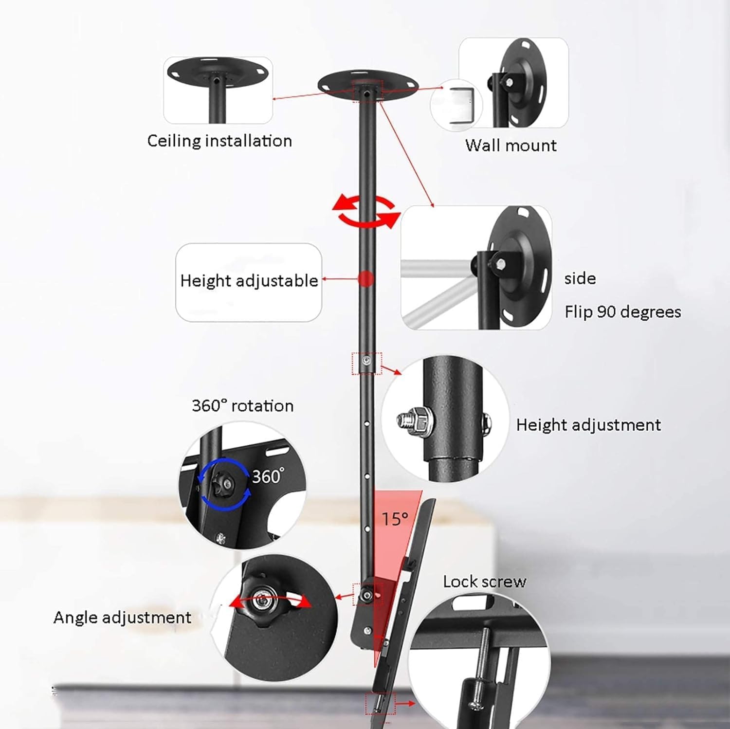 TV Mount Stands Ceiling TV Mount - Tv Wall Mount, Ceiling Mount Flip Down Wall Brackets,One Color 1M