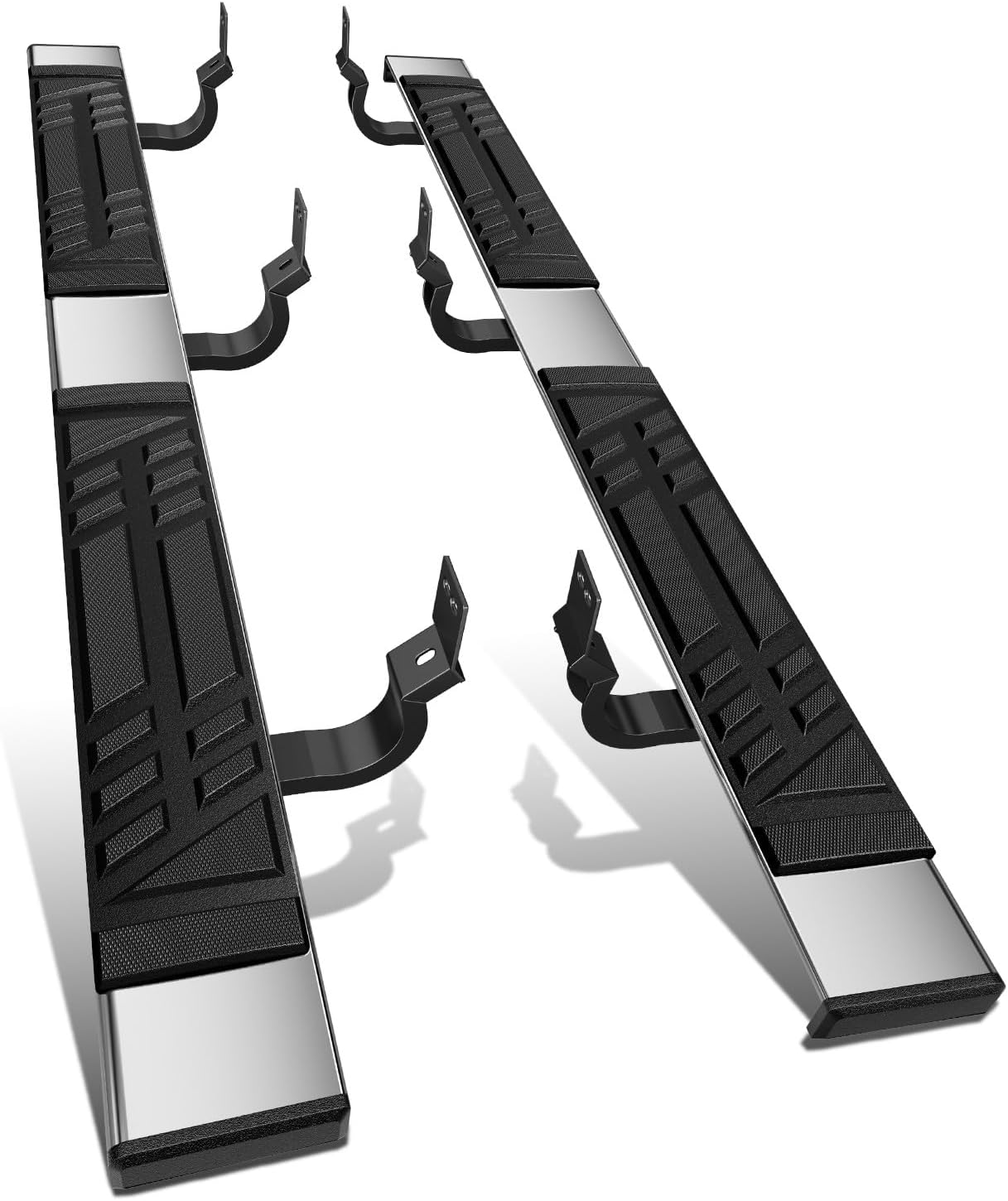 DNA Motoring 6.5 Inches Running Boards Compatible with Nissan Titan Crew Cab 2004-2015, Stainless Steel Side Steps Nerf Rails Bars, STEPB-U-NT04-T1-C