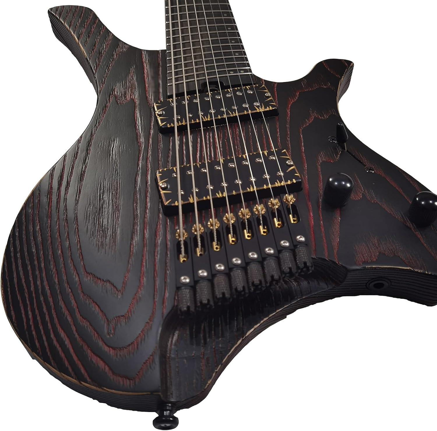 VENEKA Headless Electric Guitar 8 Strings Handmade Headless Electric Guitar with Stainless Steel Fan-Shaped Frets Ash Wood Body (Color : 02)