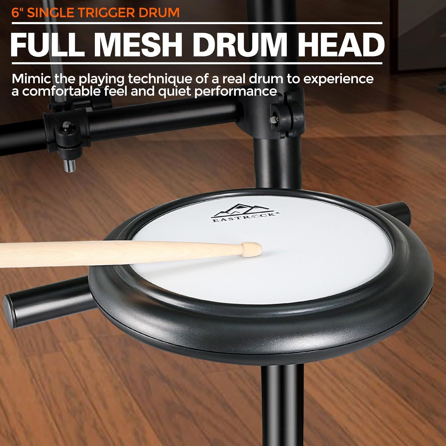 EASTROCK Electric Drum Set with Quiet Mesh Drum Pads, Electronic Drum Set for Beginner 2 Leg with Cymbals, Pedal, Upgraded Module, 350 Sounds, Bluetooth, USB MIDI, Headphone, Drum Stool, Sticks