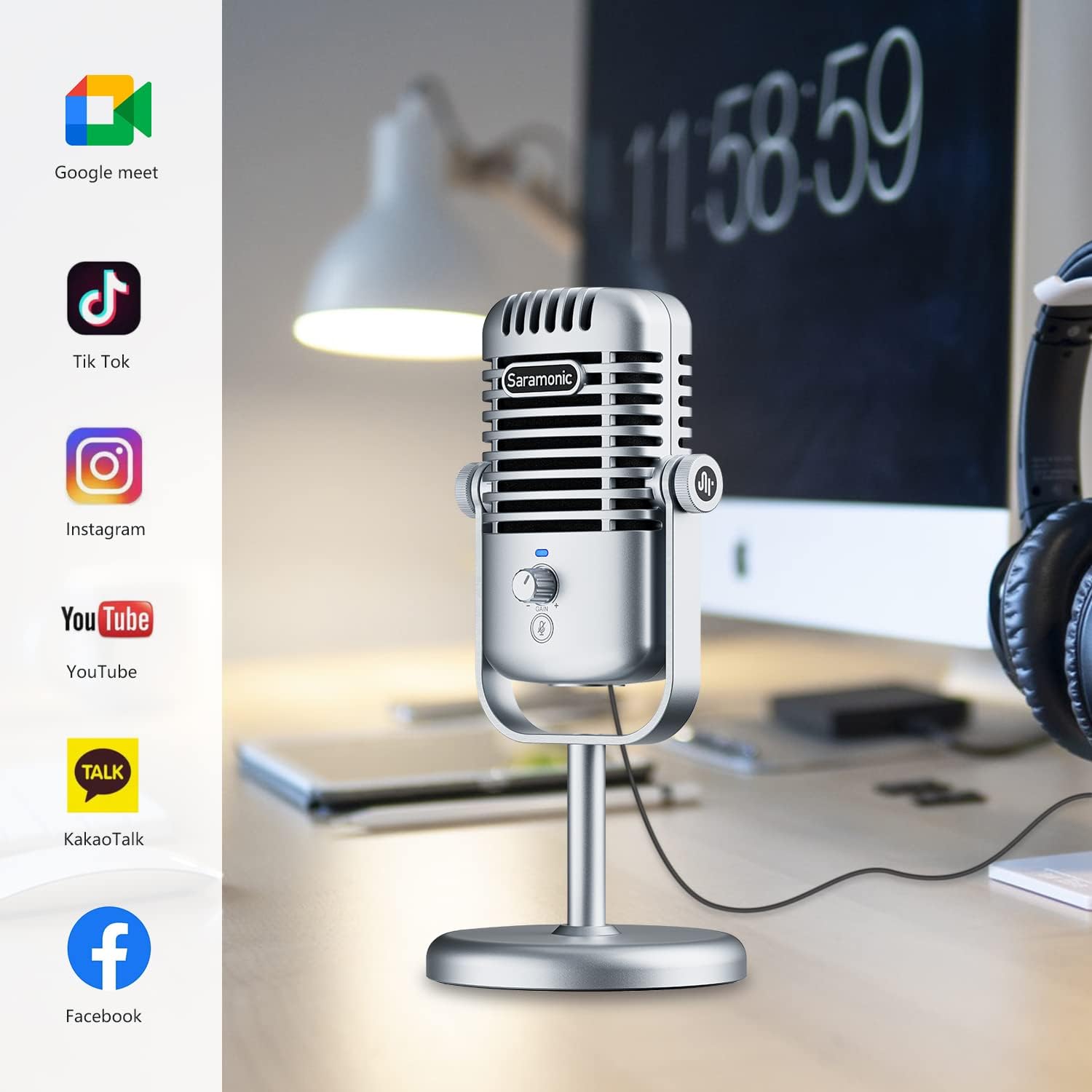 Saramonic XMIC-Z3 USB Mic, Cardioid Condenser Microphone with Pop Filters & Thread Adapter, Compatible with PC, Mac, Gaming, Streaming, Recording, Podcasting, Studio