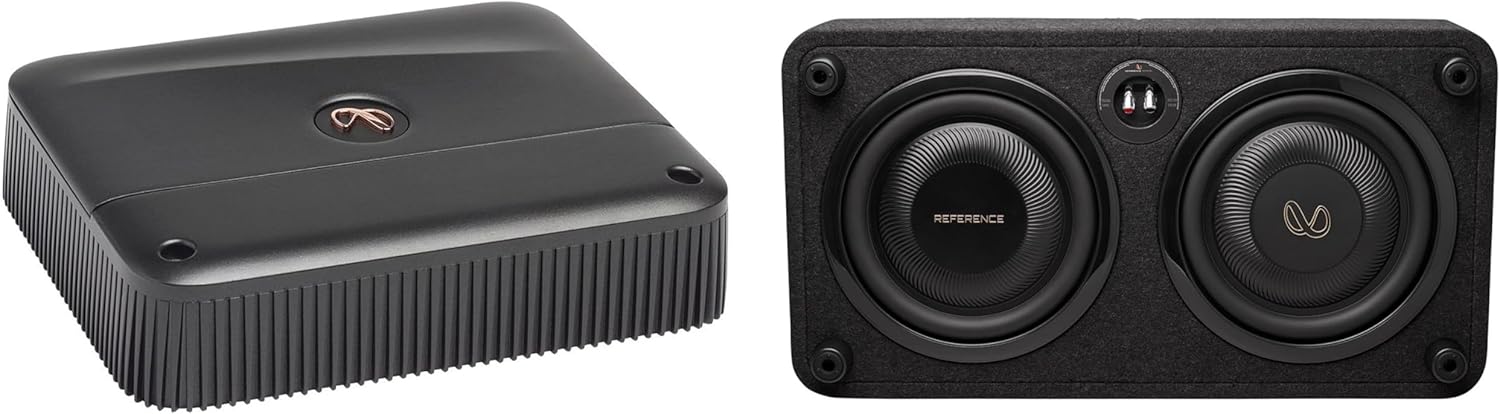 Infinity REFERENCE1000SSL Single 10” Thin Enclosure with Passive Radiator with Infinity Reference-6001A Mono, 600w X 1 Amplifier with Bass Knob