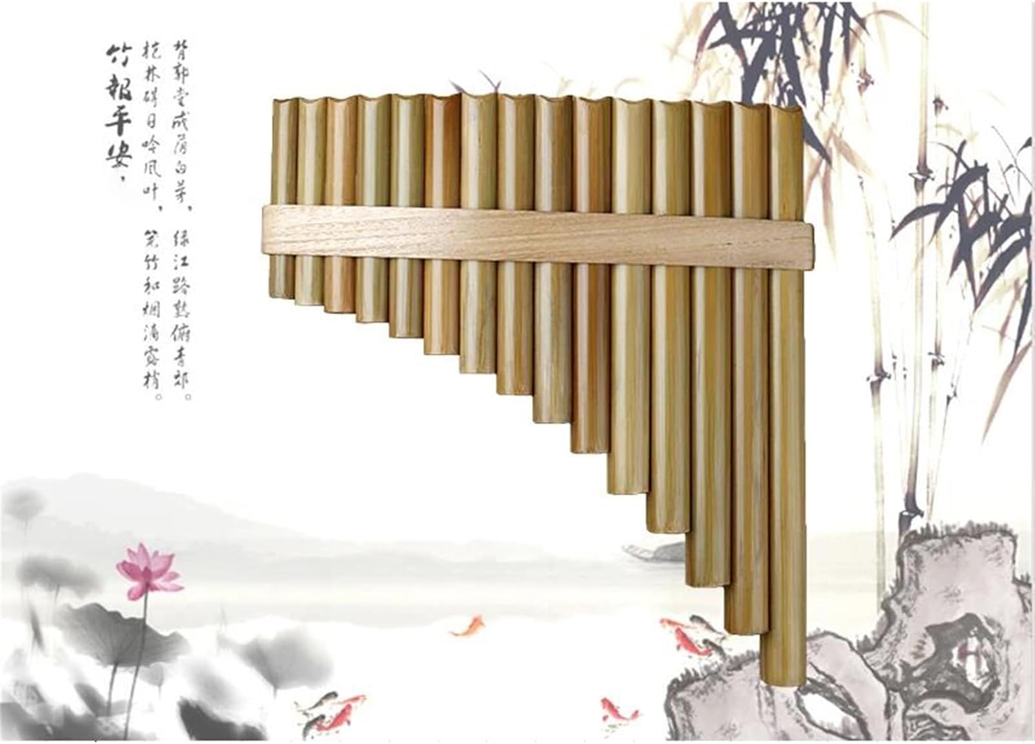Handmade Pan Flute For Folk Musical Instruments Original Color Pan Woodwind Instrument 15 Pipes (Color : Left)
