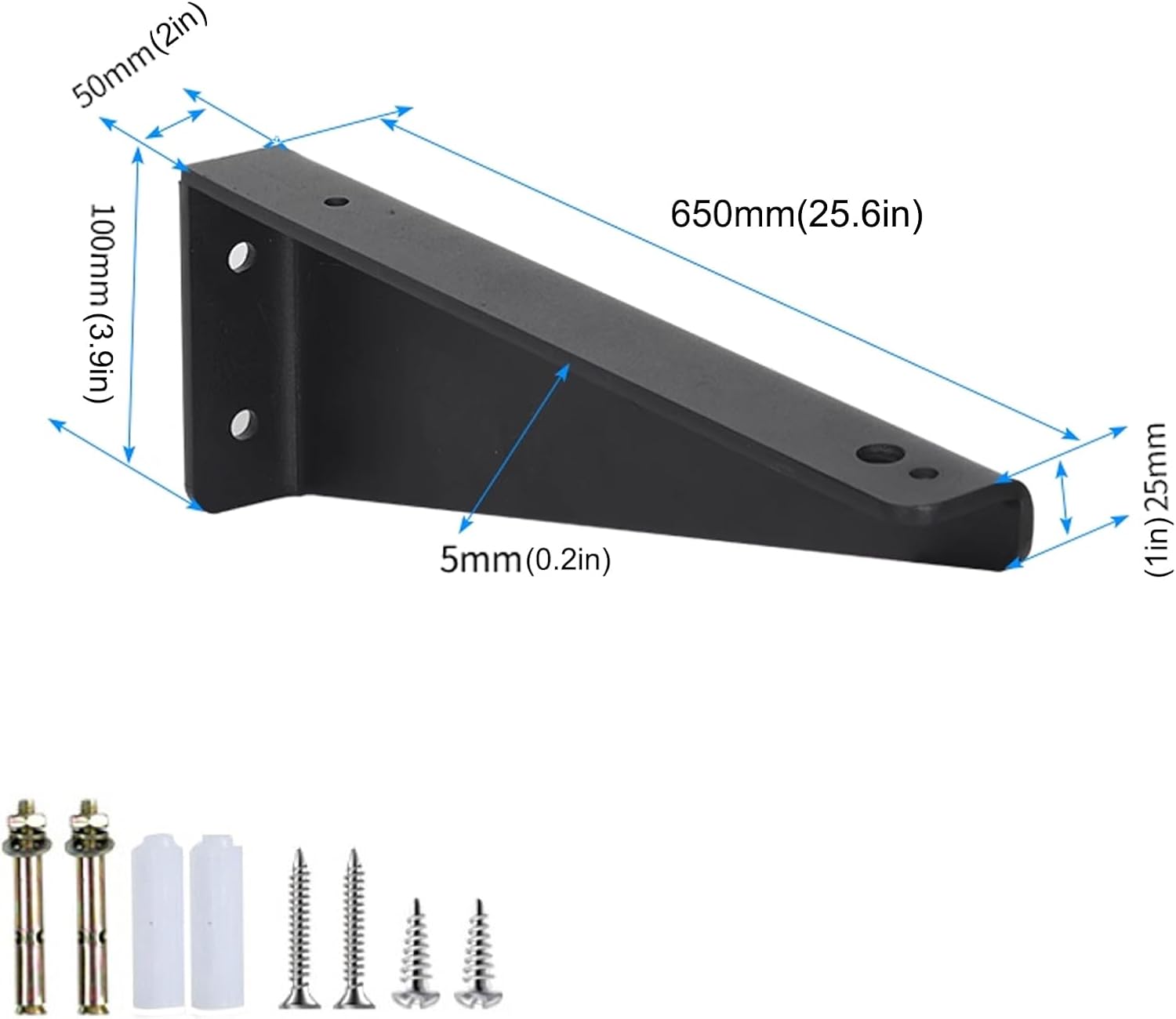 Shelf Brackets Wall Mounted Shelve Brackets Metal L-Shaped Floating Support Angle Brackets for Countertops,TV Bench,Desk,Cabinets,Black (19.7in) (26in)