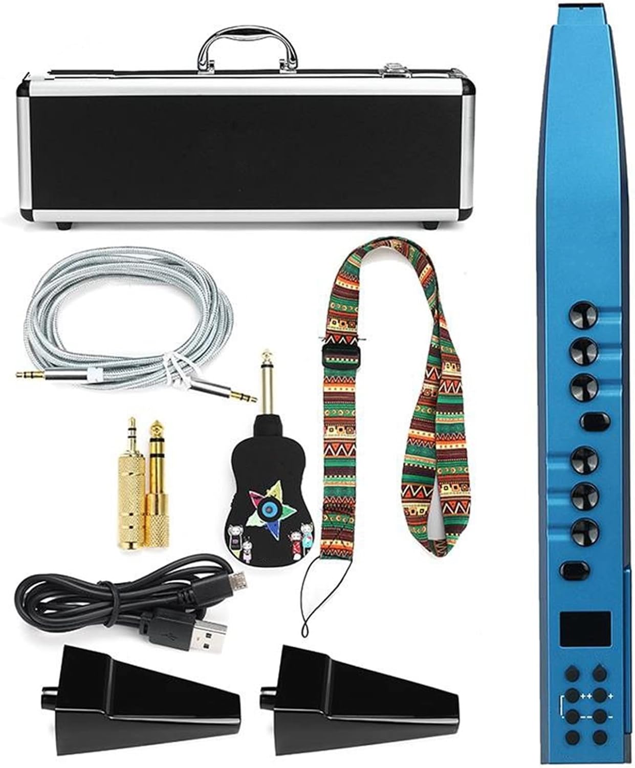 KESHUO Electric Saxophone Digital Wind Instrument Concert Music Training Beginner Beginner Amateur Child Early Education Brass Sax Beginners Kit (Color : Blue)