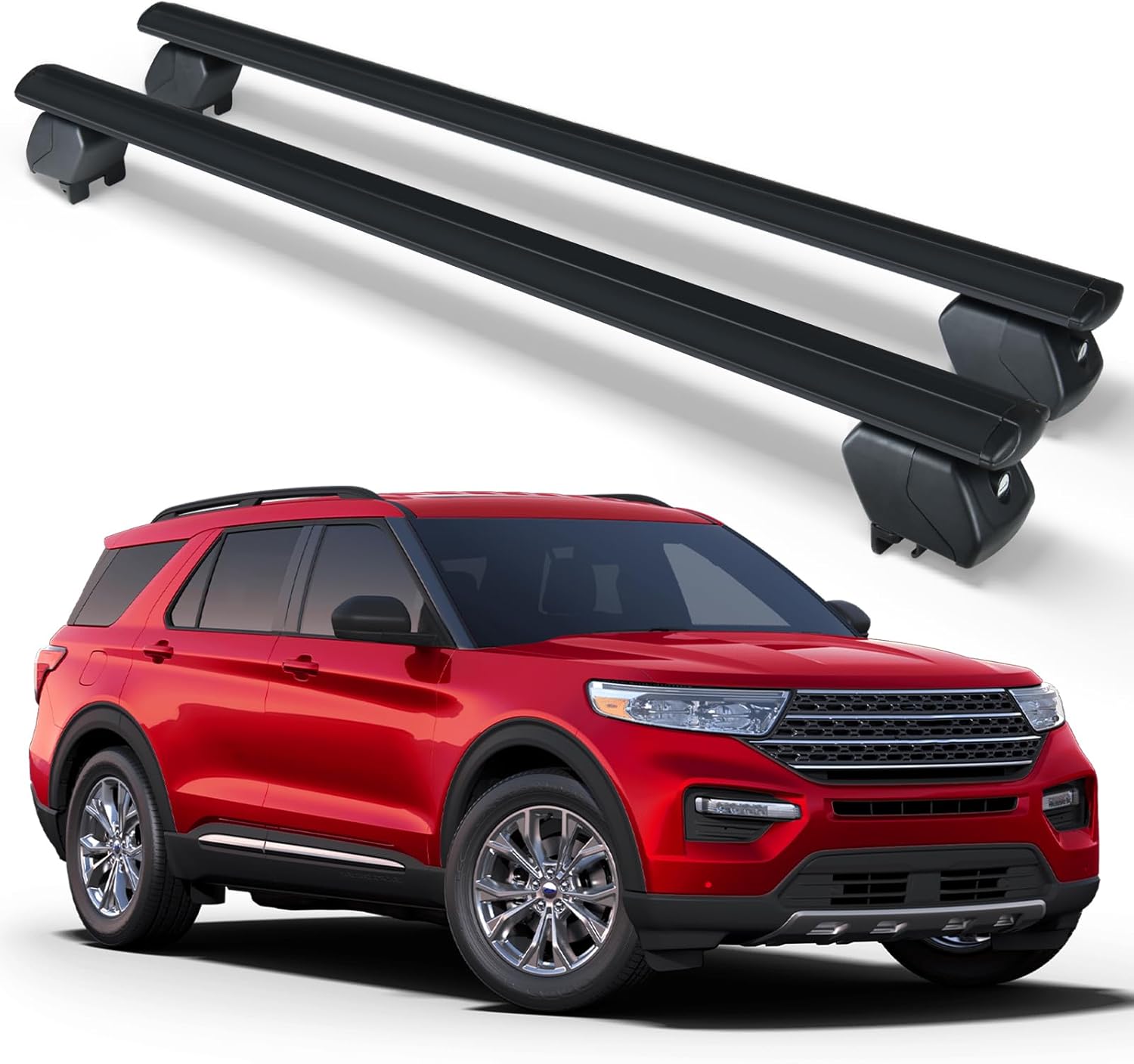 300 LBS Heavy Duty Cross Bars Roof Rack Compatible with 2020-2025 Ford Explorer with Side Rails, Lockable & Adjustable Rooftop Crossbars Cargo Luggage Carrier Car Vehicles Suvs