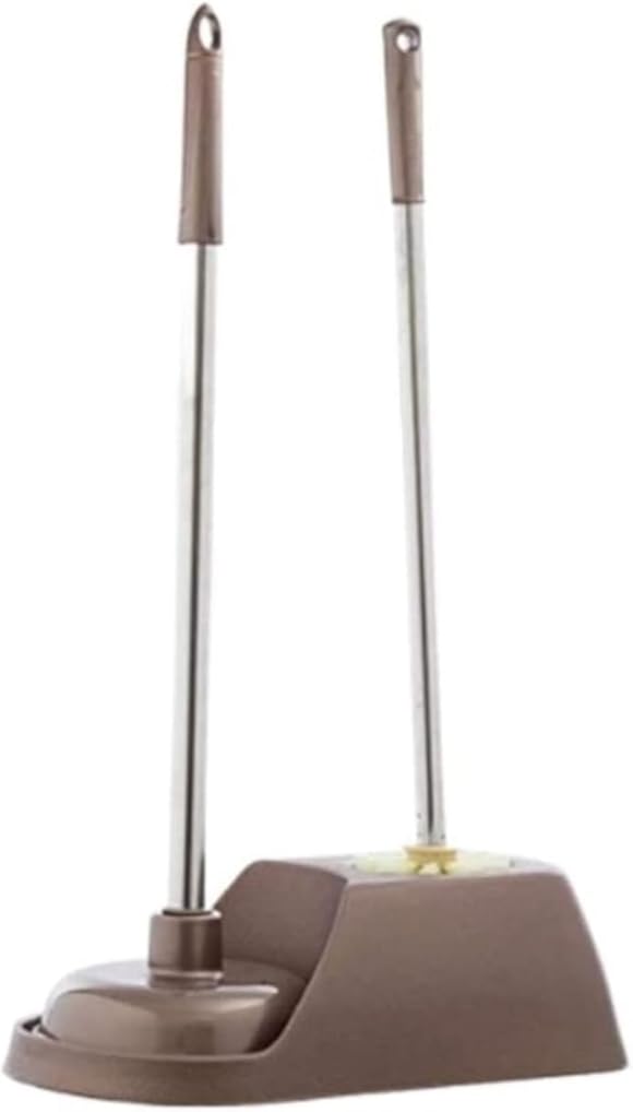 Toilet Brush Toilet Brush Plastic Toilet Brush with Bracket Bathroom Toilet Long Handle Toilet Bowl Brush Set Drawer Set Cleaning Brush Toilet Brush and Holder (Color : Gris) (Brown)