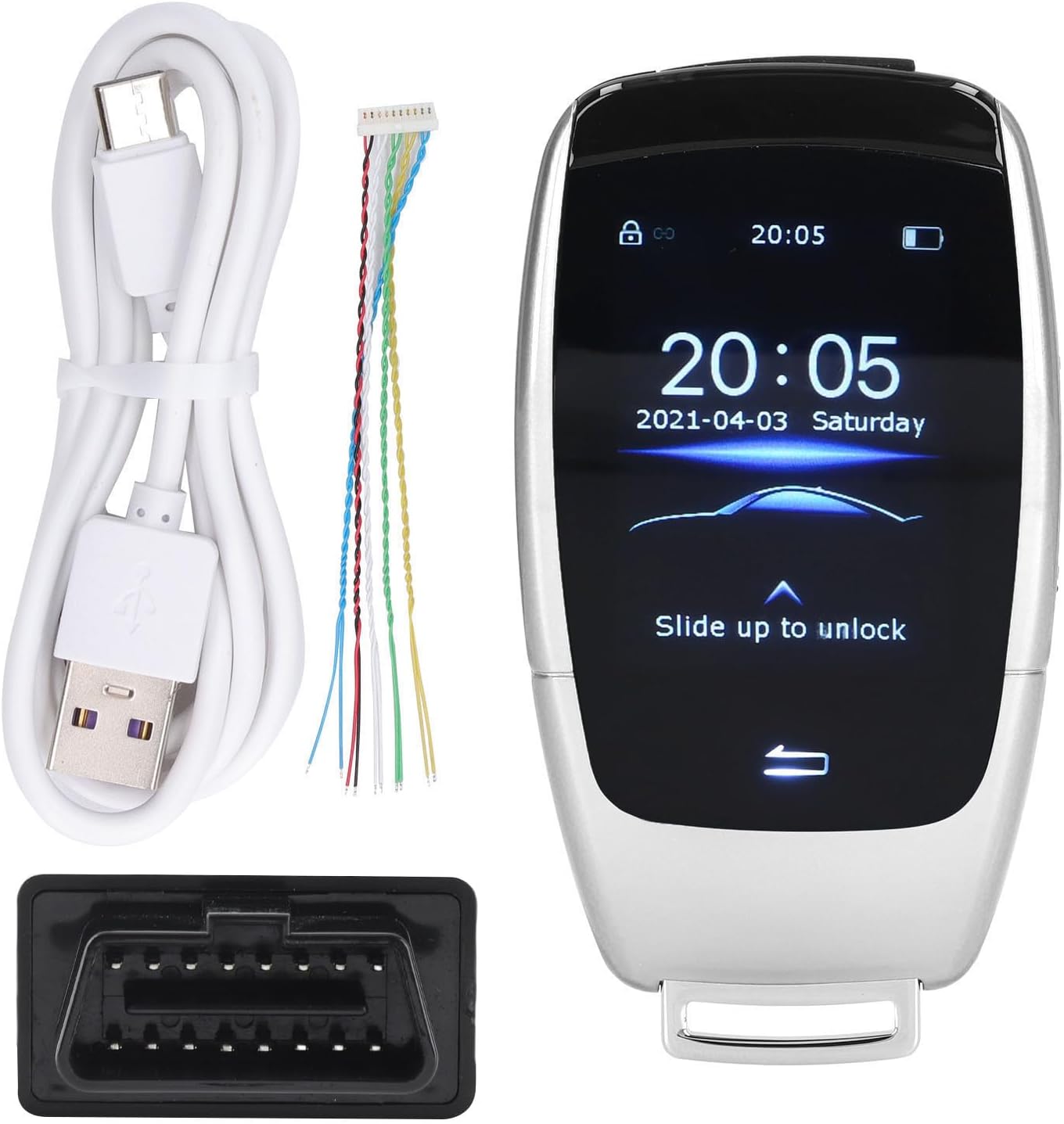 Universal TK900 LCD Touch Screen Smart Key Remote Keyless Entry Remote Control Car Key with 2 Inch High Resolution Display for Start Stop Engine Button Aluminum Alloy ABS (Silver)