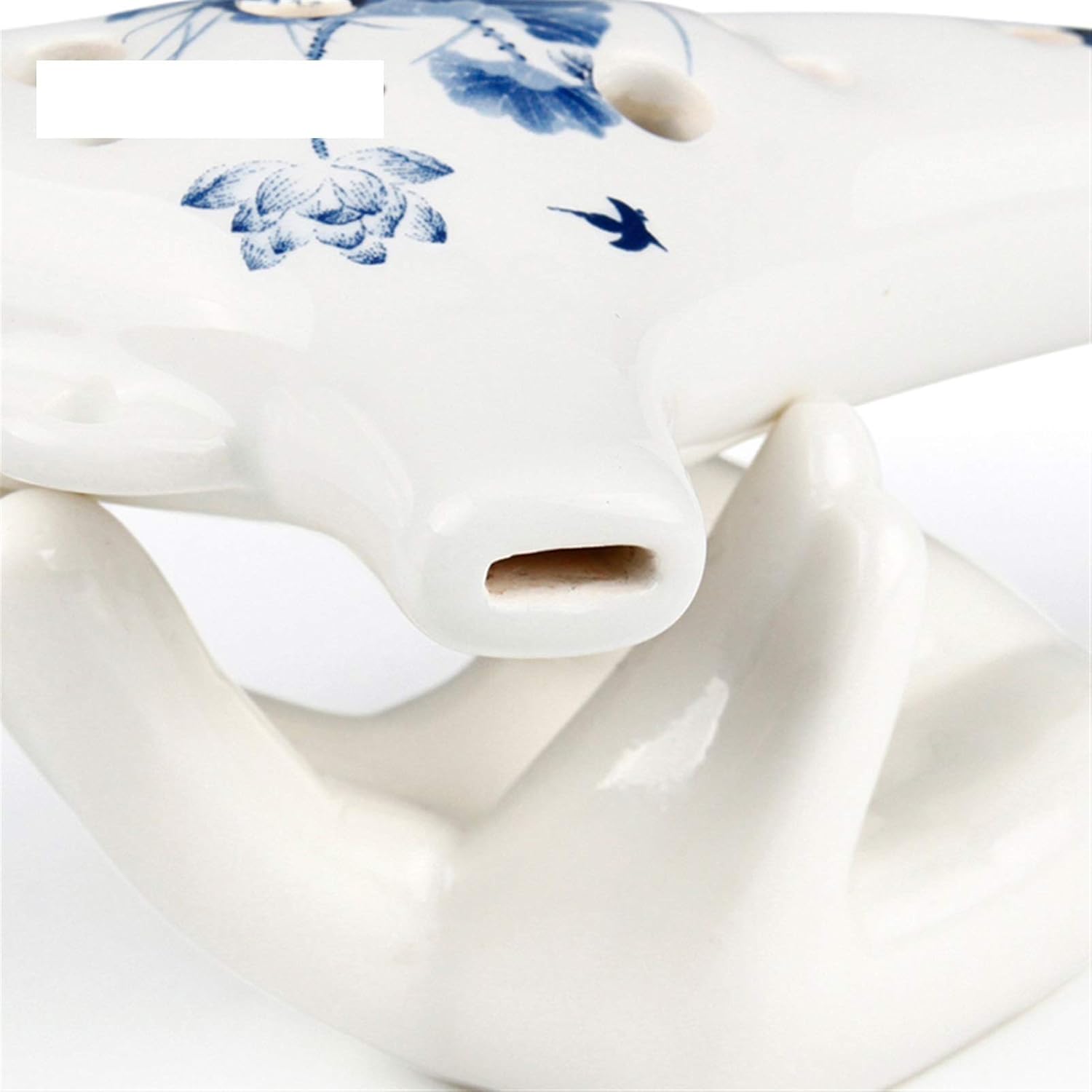 12 Holes Ocarina Soprano C Key Music Instrument Ocarina Chinese Elements White Blue Woodwind Instrument Flute(Ocarina with Bag)