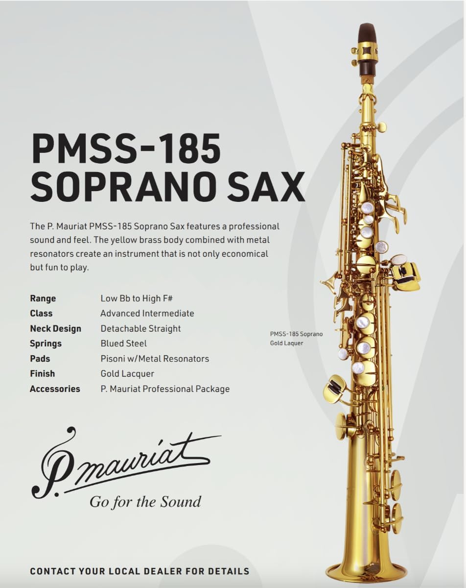 P. Mauriat PMSS-185 Intermediate Soprano Saxophone - Gold Lacquer