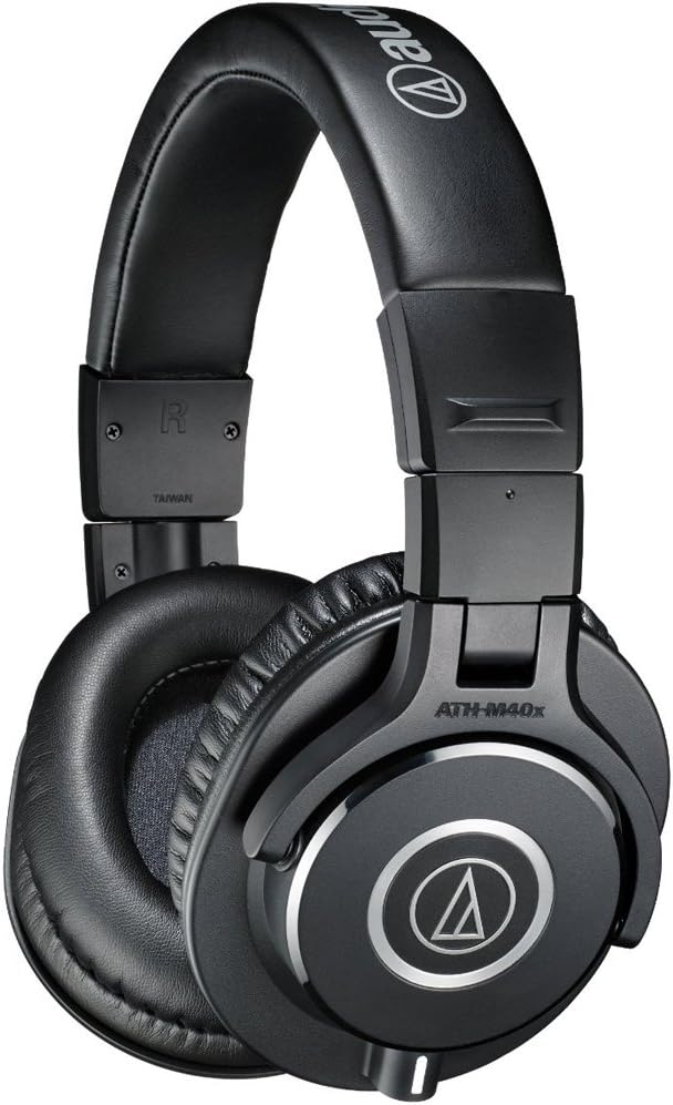 Audio-Technica ATH-M40x Professional Studio Monitor Headphone, Black, with Cutting Edge Engineering, 90 Degree Swiveling Earcups, Pro-Grade Earpads/Headband, Detachable Cables Included