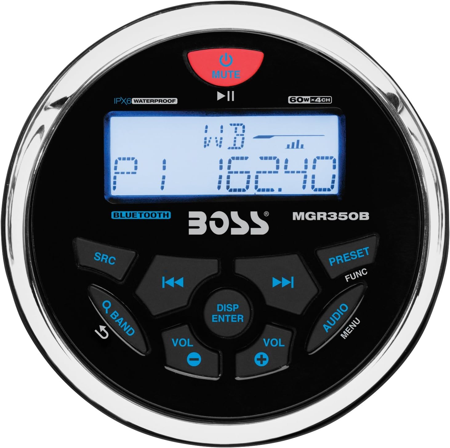 BOSS Audio Systems MCKGB350B.6 Weatherproof Marine Gauge Receiver and Speaker Package - IPX6 Receiver, 6.5 Inch Speakers, Bluetooth Audio, USB, MP3, AM/FM, NOAA Weather Band Tuner, No CD Player