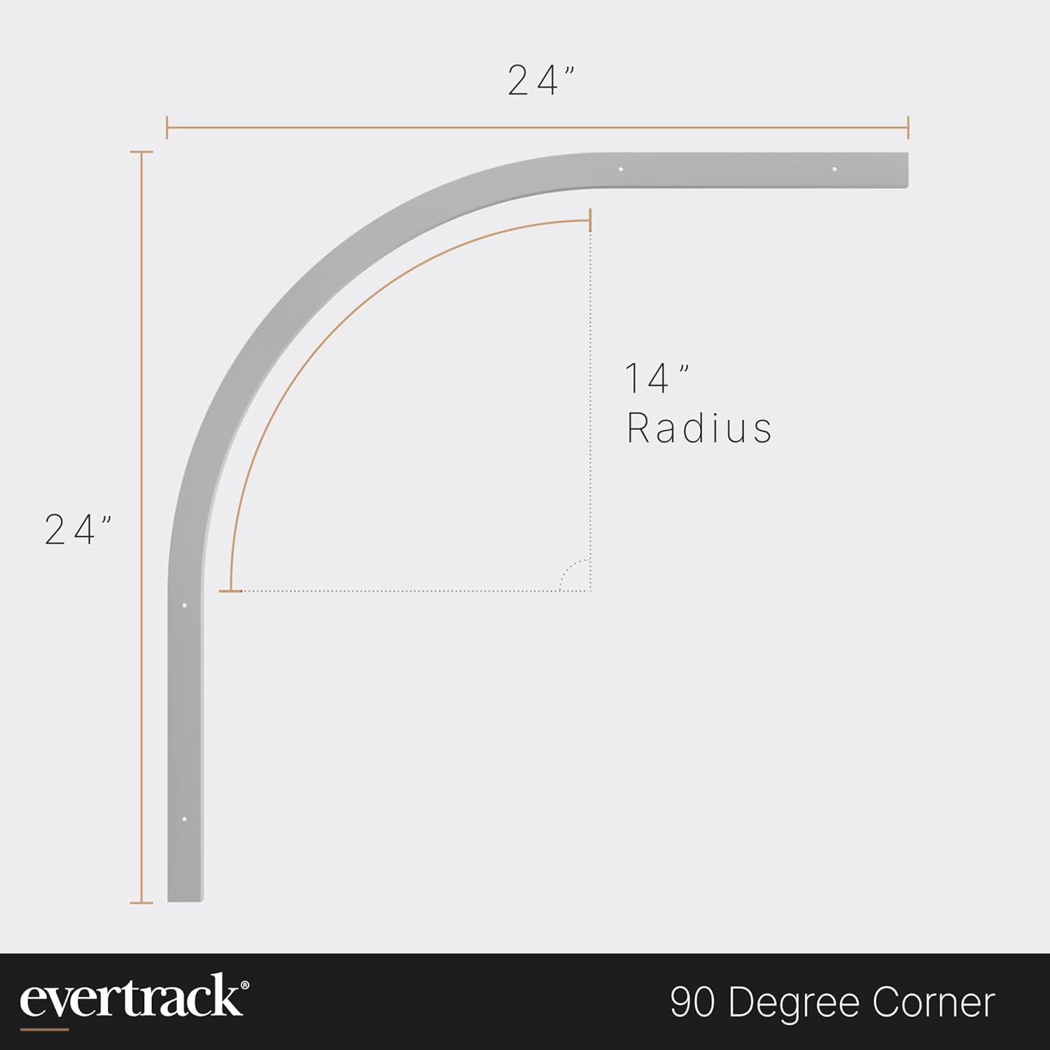 Curtain Track - Corner Section for Ceiling Curtain Track - USA Made - 90 Degree Bend, Anodized Silver