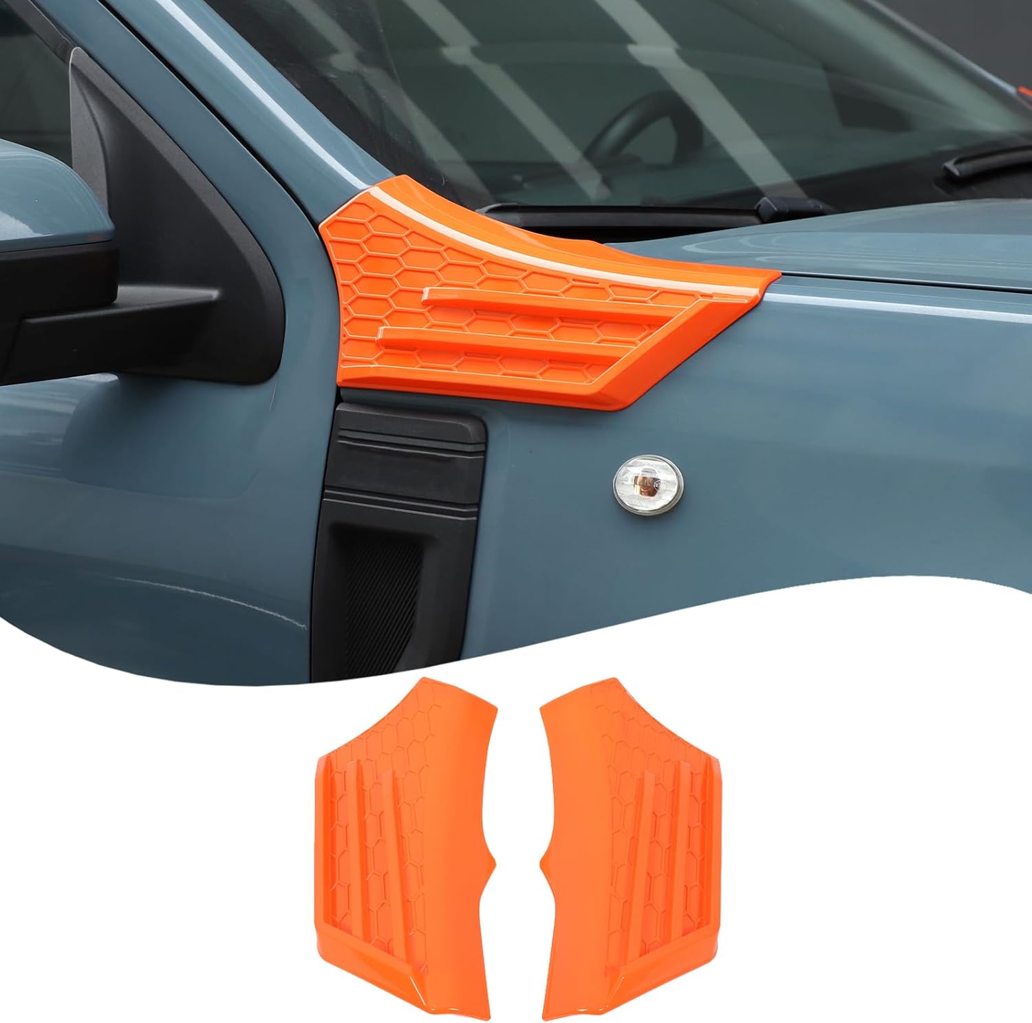 Car Hood Fender Vent Decorative Cover Trim Compatible with Ford Maverick 2022-2025 Front Hood Side Cowl Body Armor Outer Cowl Covers Side Corner Guards Accessories (Orange)