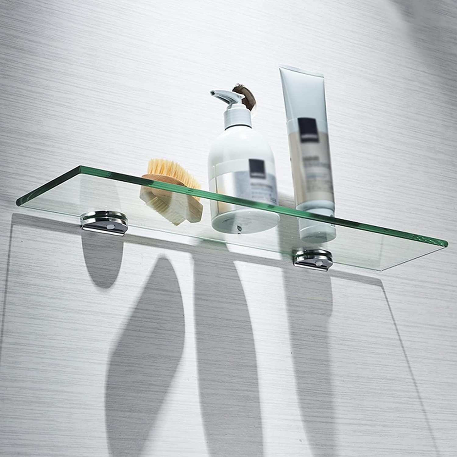 IOCCIOBB Bathroom Glass Shelf Bathroom Glass Shelf, 8 MM-ThickTempered Glass Shower Storage, Wall Mount Glass Floating Shelves (Size : 34cm)