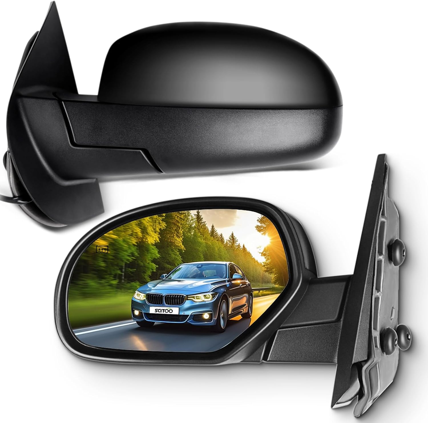 SCITOO Side View Mirrors Fit For 2007-2013 For Chevy Silverado For GMC Sierra (07 fit New Body) Power Heated For Chevy For GMC Pair Automotive Exterior Mirrors