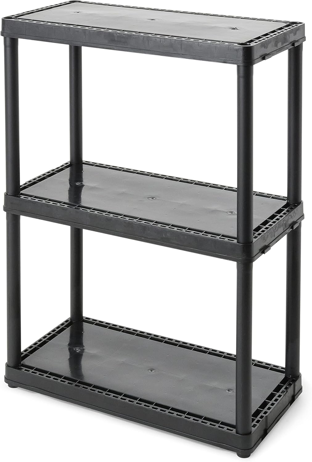 Gracious Living 3 Shelf Fixed Height Light Duty Storage Unit 12 x 24 x 33 Organizer System for Home, Garage, Basement, & Laundry, Black (2 Pack)