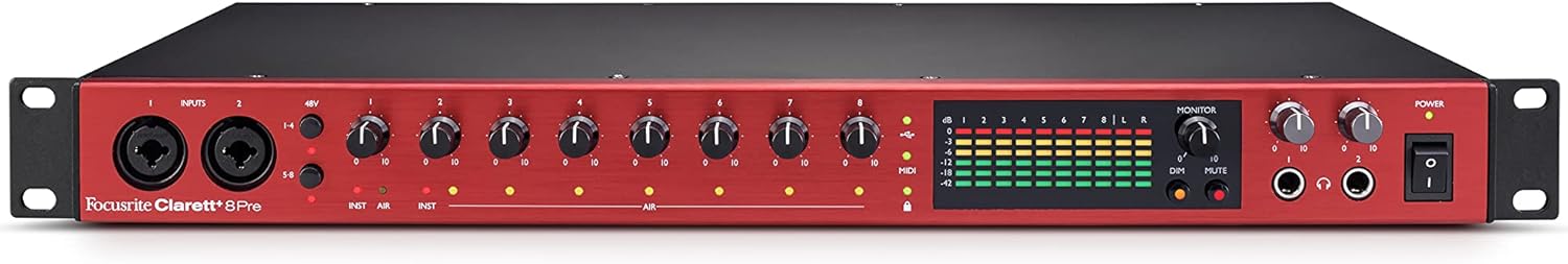 Focusrite Clarett+ 8Pre USB-C Audio Interface & Clarett+ OctoPre 8-channel ADAT Preamp