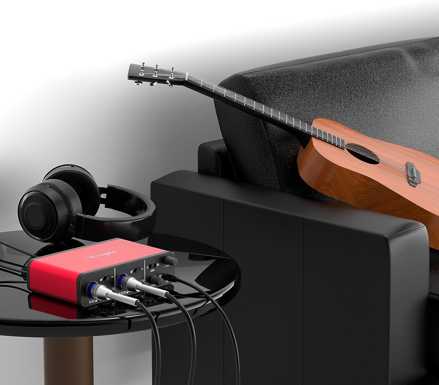 USB Audio Interface (24Bit/192kHz)+48V Phantom Power for Computer Recording Podcasting and Streaming Plug and Play Noise-Free Wrugste XLR 2i2 Audio Interface for PC No Software Included