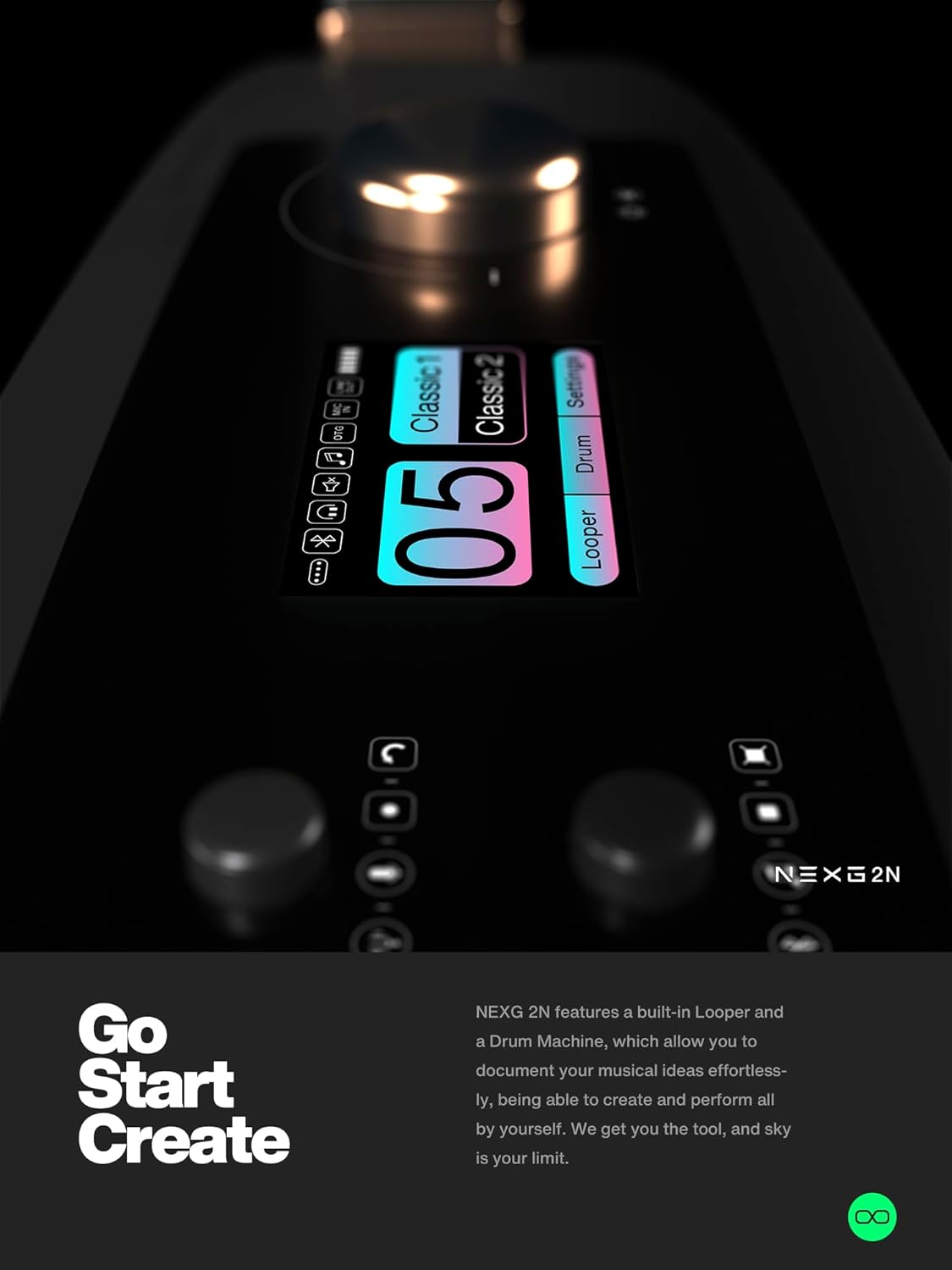 Enya Acoustic-Electric Carbon Fiber Classical Nylon String Travel Guitar NEXG 2N Lucifer Andrea Chiarini Signature with 50W Wireless Speaker, Thickened Gig Bag, Footswitch Pedal, Charging Cable