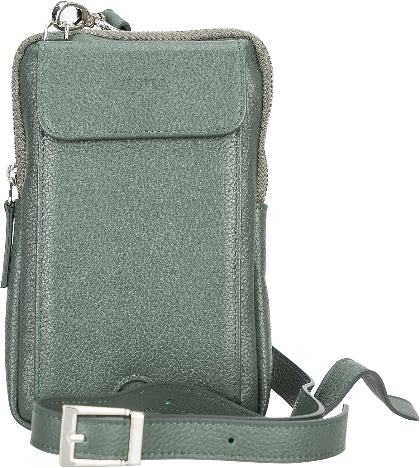 Ferrara Premium Leather Crossbody Phone Purse - Unisex Crossover Sling Shoulder Bag with Card Holder, Travel Wallet