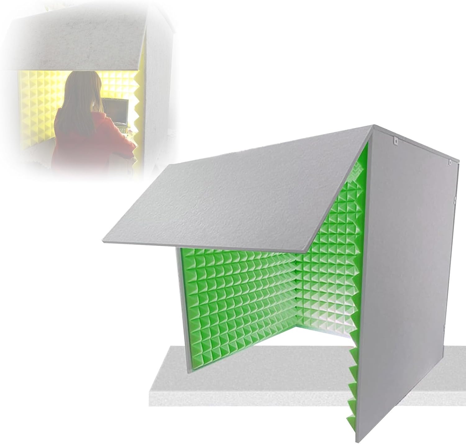 Desktop Soundproof Box, Portable Recording Studio, Multi-Functional Live Vocal Recording Studio (Yellow) (Green)