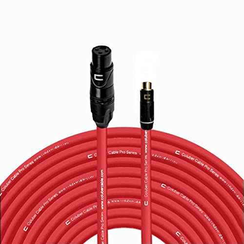 Unbalanced XLR Female Cable to RCA Female - 100 Feet - Red - Pro 3-Pin Microphone Connector for Powered Speakers, Audio Interface or Mixer for Live Performance & Recording