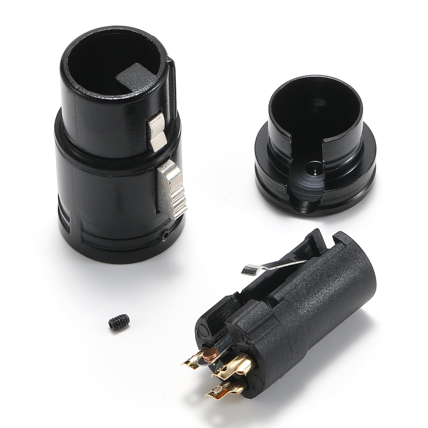 10PCS Low Profile Right Angle XLR Cable Connector Gold Plating 3 Pin, 90°-360° Rotatable Adjustable Short Type XLR Plug with Wrench, for Camera, Microphone, Headphone Amp (5, (Female+Male)-White Ring)