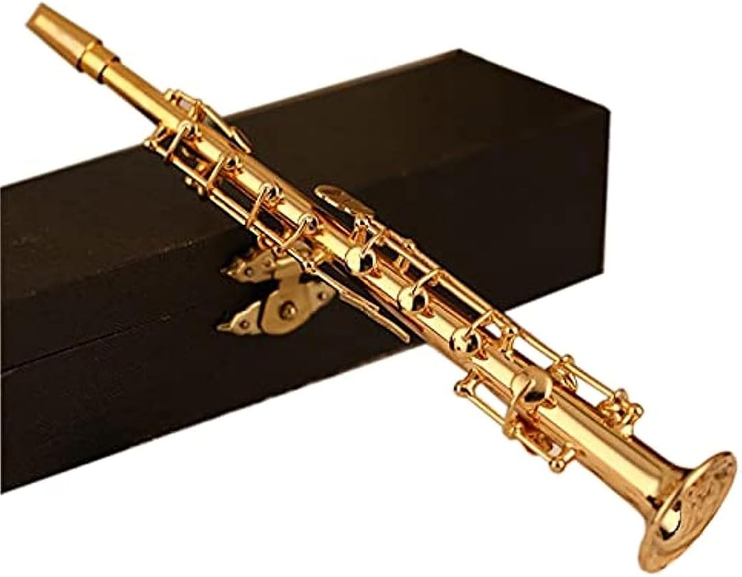 Mini Soprano Saxophone Model Miniature Saxophone Model with Metal Stand for Home Decoration Wind Instrument