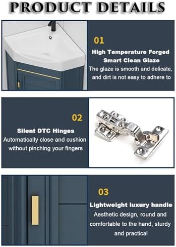 Corner Bathroom Vanity Sink Set with Wall-Mount Mirror Cabinet, Ceramic Sink for Restaurant, Bar, Cafe – Space-Saving Design, Stylish & Functional