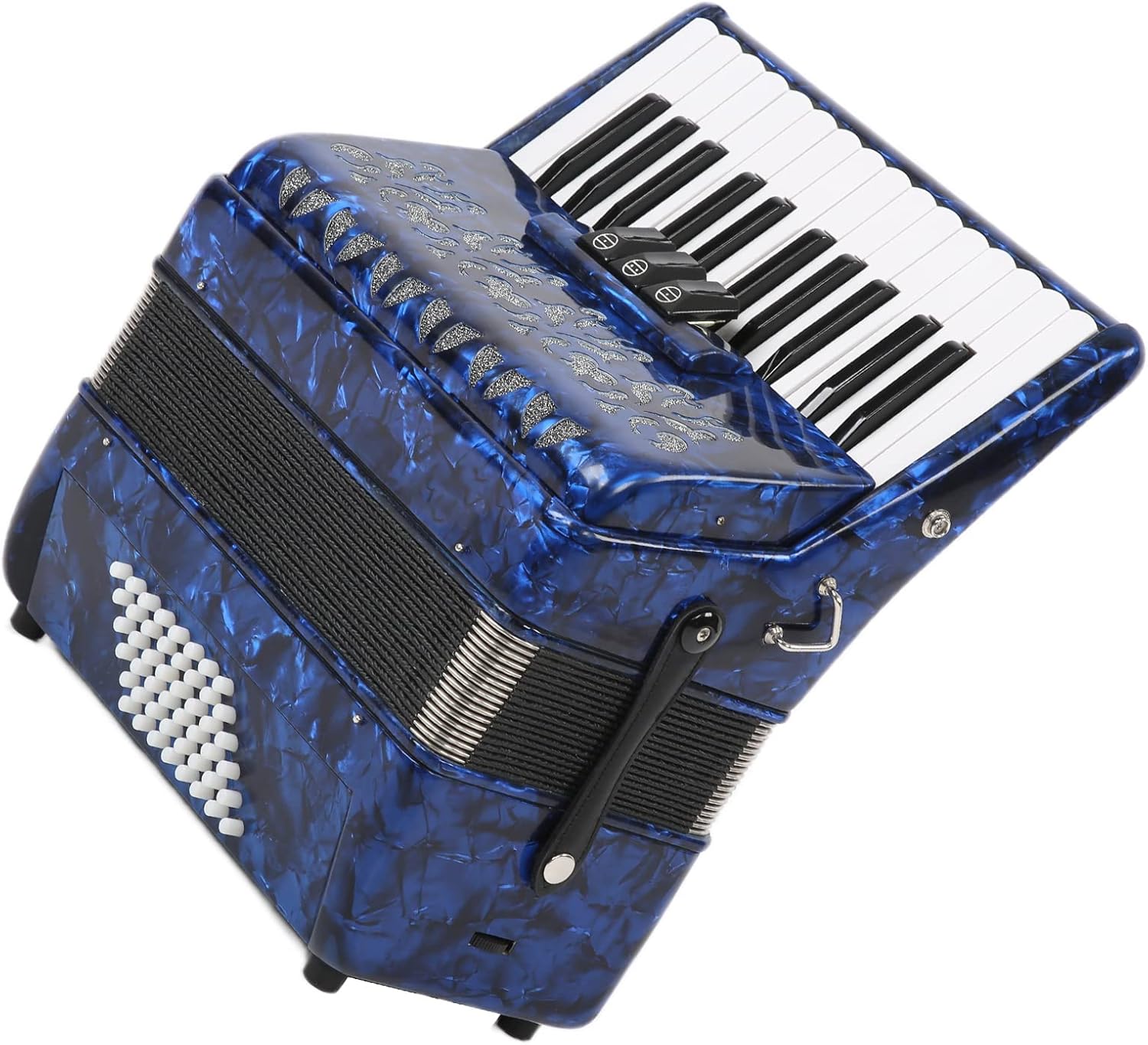 Celluloid Accordion for Beginners, ABS 26 Key 48 Bass Piano Keyboard Instrument, Play Freely with Sensitive Bass Button, Bellows Made of Cowhide