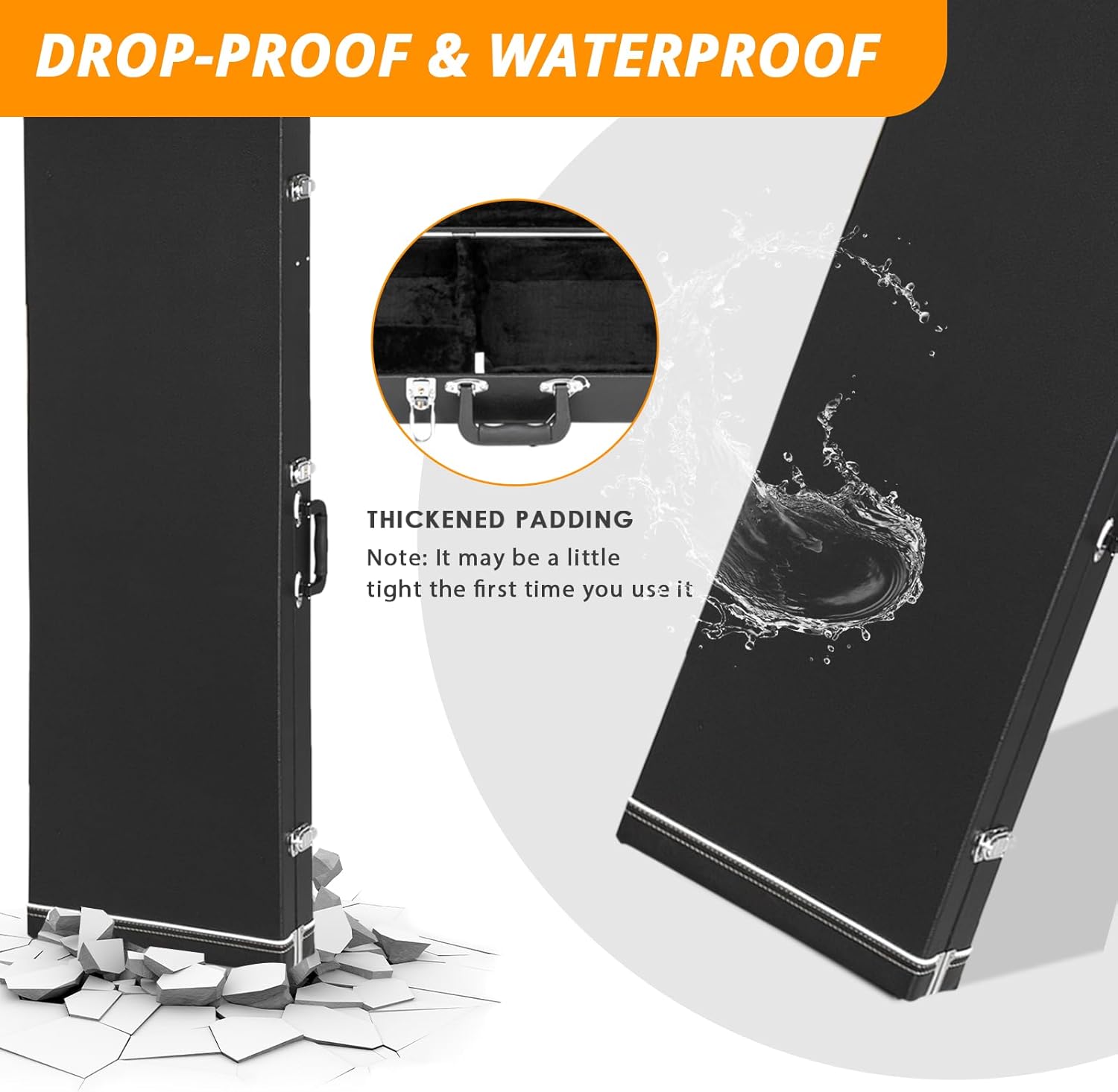 Ktaxon Electric Bass Guitar Hard Case, Wooden Hard-Shell Protective 46