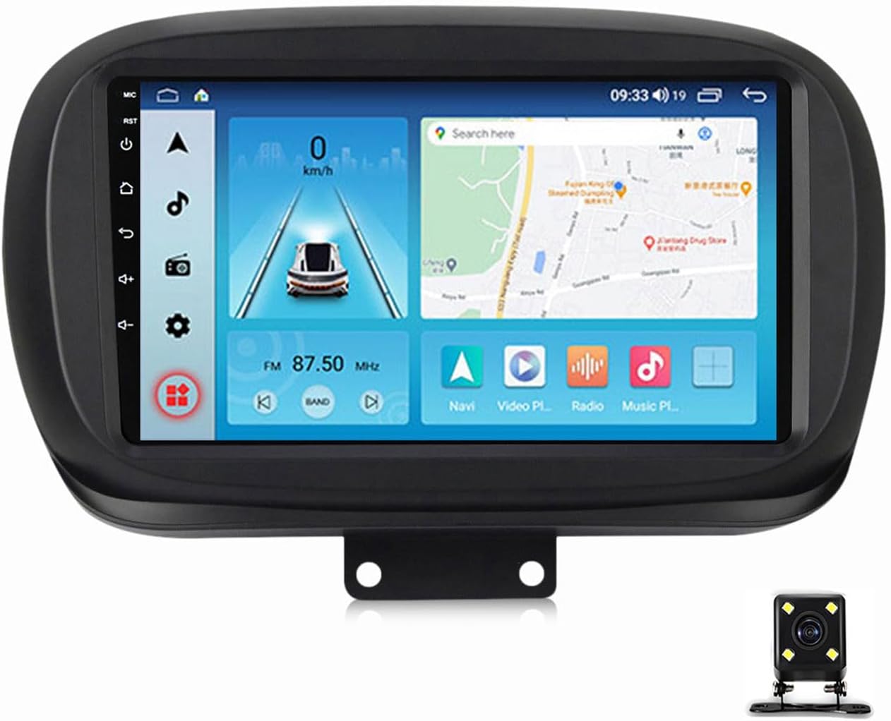 Double Din Car Stereo Radio with Bluetooth 9In Touch Screen MP5 Player for Fiat 500X 2014~2020 with GPS Navigation, Mirror Link, Backup Camera, USB, FM Car Audio Receiver