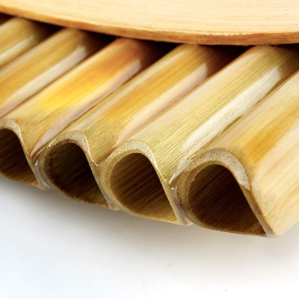 Upscale Romanian Folk Instrument Natural Reed Pan Flute Panpipes G Key Wind Pan flute Flauta Handmade (25 Pipes Left Hand, Wood)